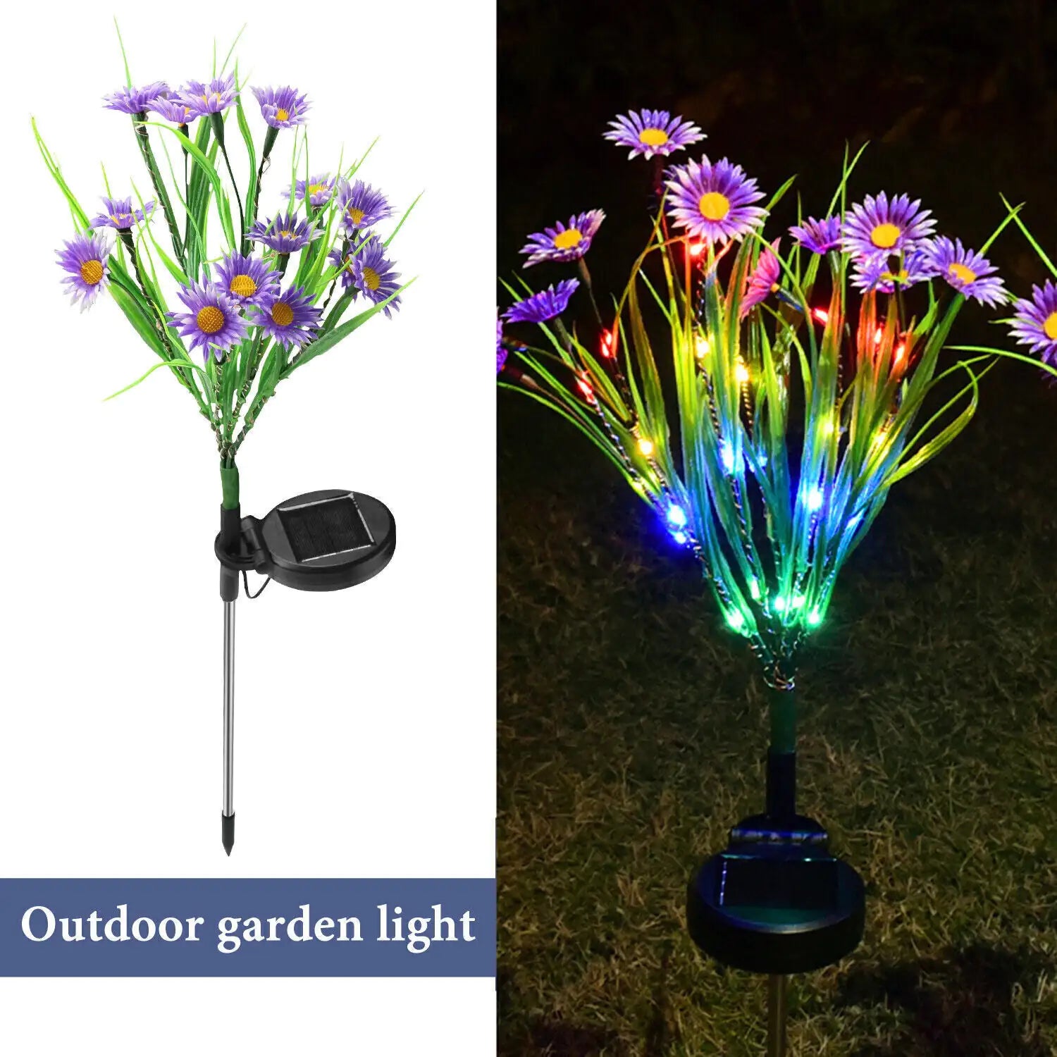 Solar Garden Lights LED Flower Stake Lamp Outdoor Yard Waterproof Patio Decor by Anti Spier