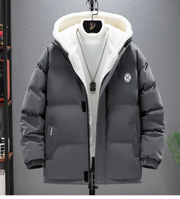 Berber Fleece Coat Cotton-padded Coat Men's Fake Two Pieces Hooded Cotton Jacket Thick Warm by Anti Spier