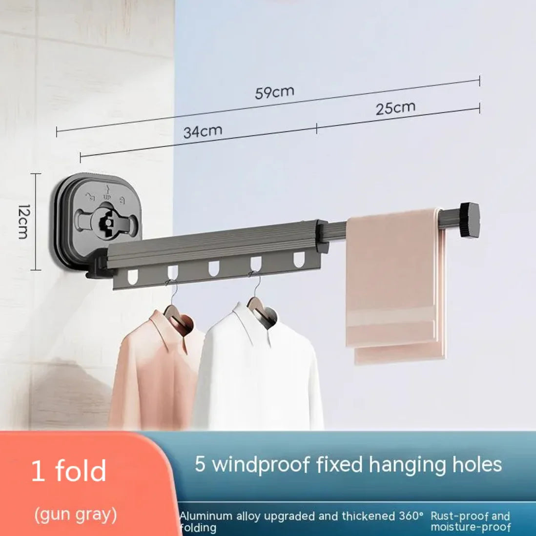 Retractable Aluminum Suction Cup Clothes Hanger by Anti Spier