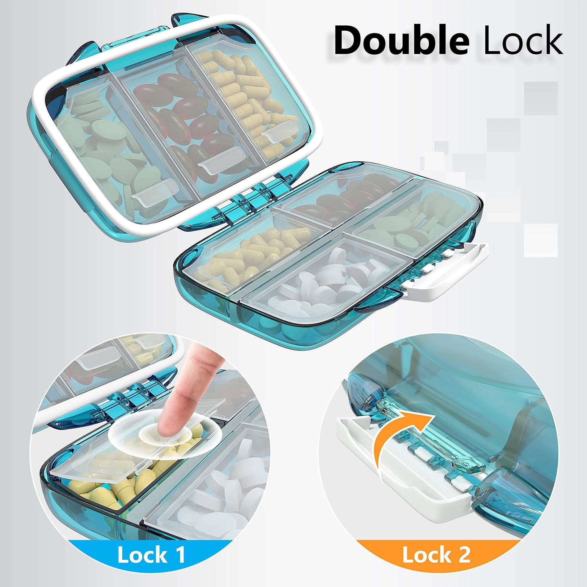 Travel Pill Organizer Moisture Proof Pill Box Daily Medicine 7 Compartments by Anti Spier