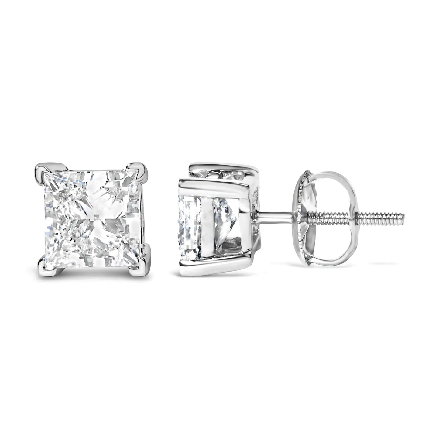 14K White Gold Princess Cut Lab-Grown Diamond Solitaire Stud Earrings (F-G Color, VS2-SI1 Clarity) by Anti Spier