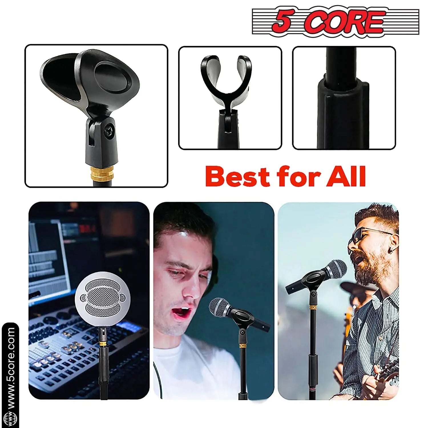 5 Core Mic Stand Round Base Height Adjustable Universal Microphone Mount Stands by Anti Spier