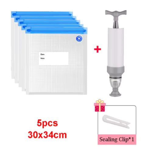 Reusable Vacuum Sealer Bag Kitchen Food Storage Zipper Bag Air Valve Pump Seal Vegetables Meat Snack Sealer Fresh Keeping Bag by Anti Spier