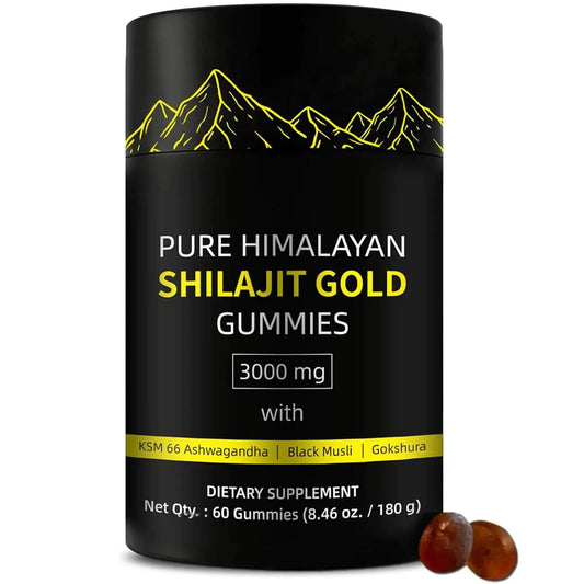 Shilajit Gummies | Pure Himalayan Shilajit Gummies Gold | Lab Tested I No Added Sugar | Ashwagandha Gokshura | Fulvic Acid & 85+ Trace Minerals for Men Women | Non-GMO | 60 Gummy by Anti Spier