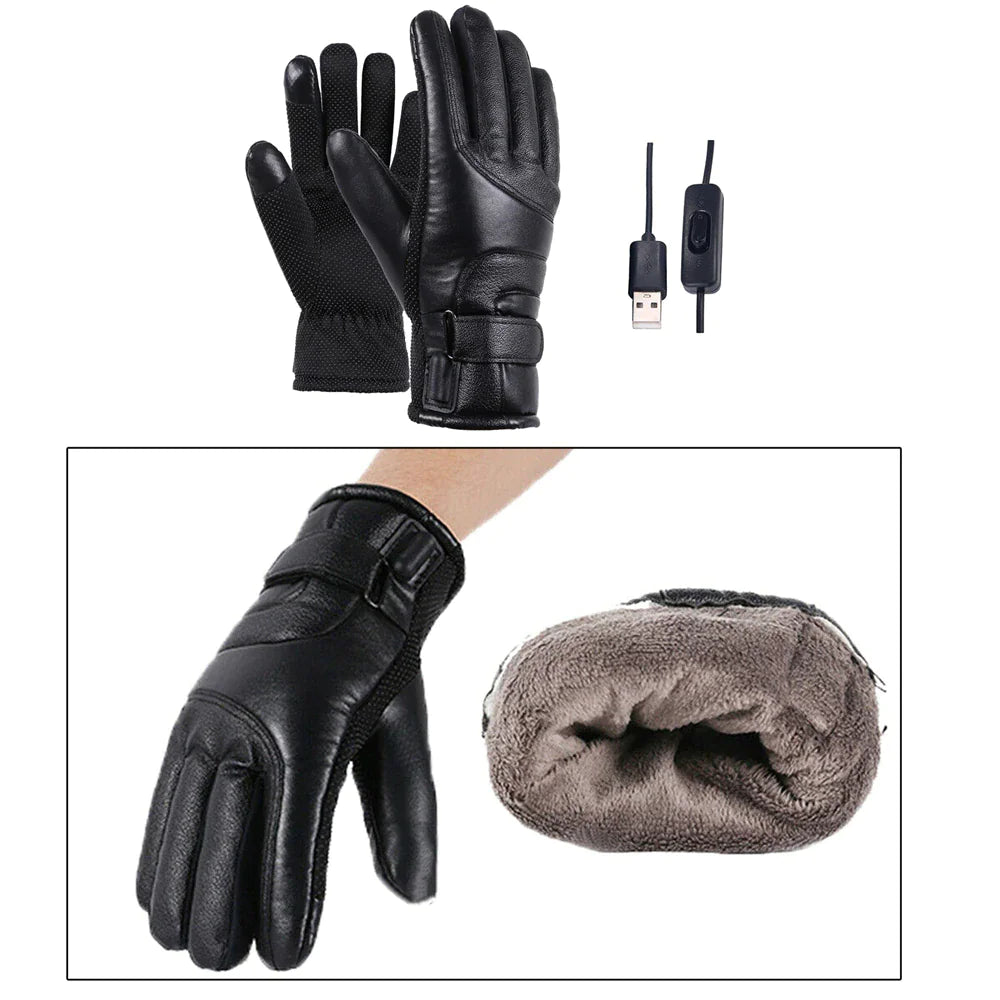 Electric USB Heated Gloves Winter Warming Thermal Ski Snow Hand Warm Windproof by Anti Spier
