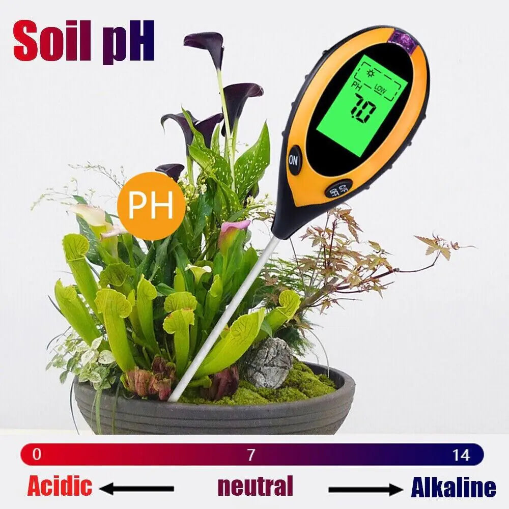 4 In 1 LCD Digital Soil Tester PH Water Moisture Temperature Sunlight Plant Test by Anti Spier