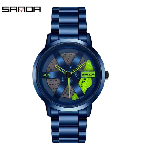 Men's 3D Car Wheel Sports Watch - Waterproof Quartz by Anti Spier