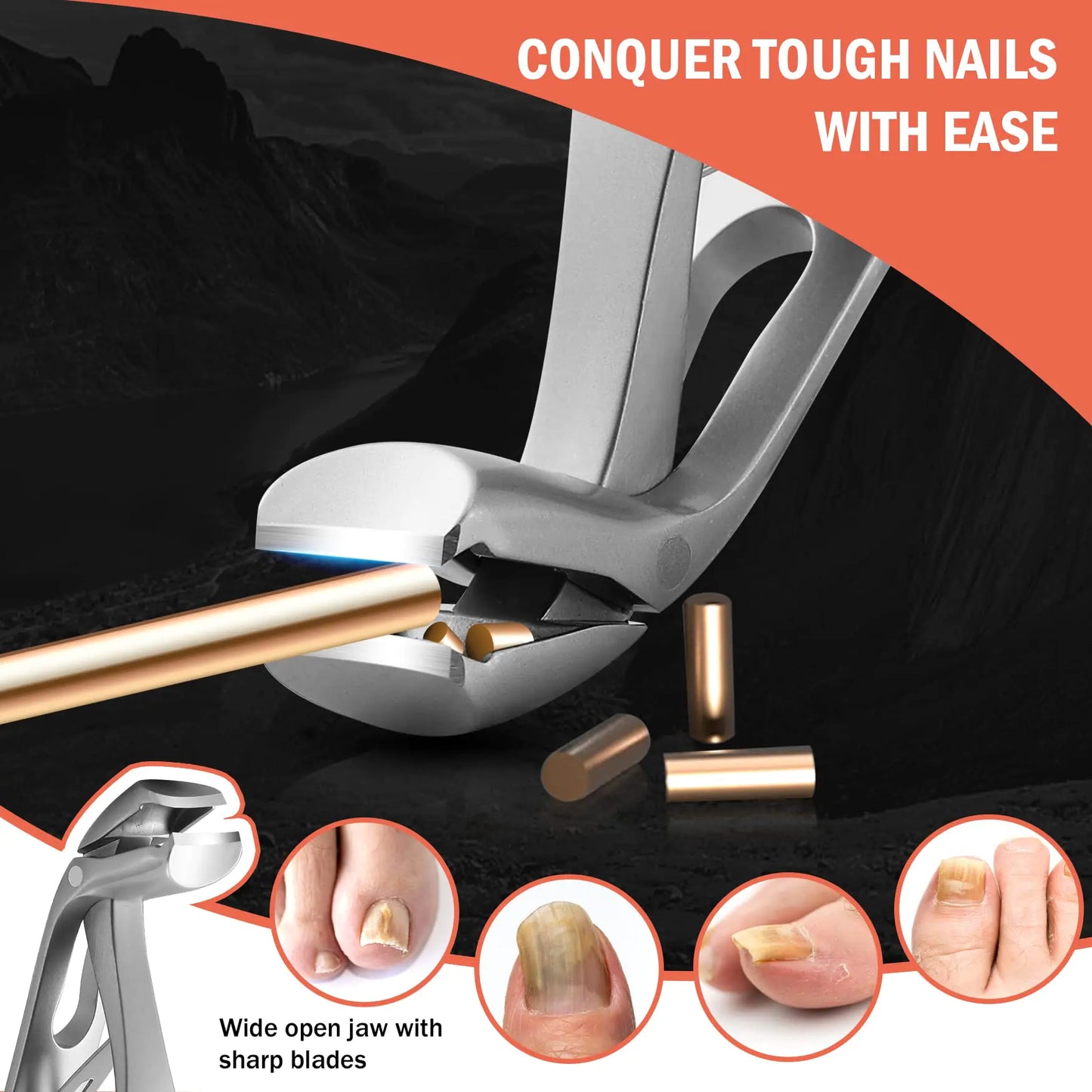 BEZOX Angled Head Nail Clippers for Seniors - Ergonomic Toenail Clipper for Thick Nails, Premium Steel Nail Cutter Trimmer with Catcher for Men and Women - Silver Small Sand Silver by Anti Spier