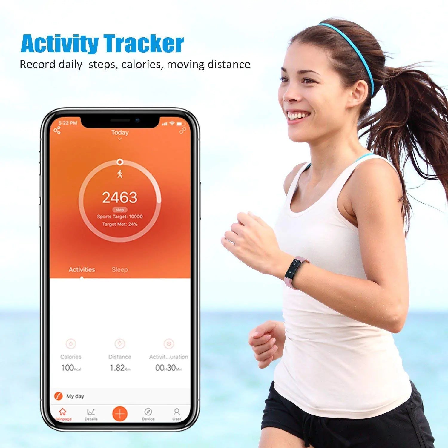SmartFit Slim Activity Tracker And Monitor Smart Watch With FREE Extra Band by Anti Spier