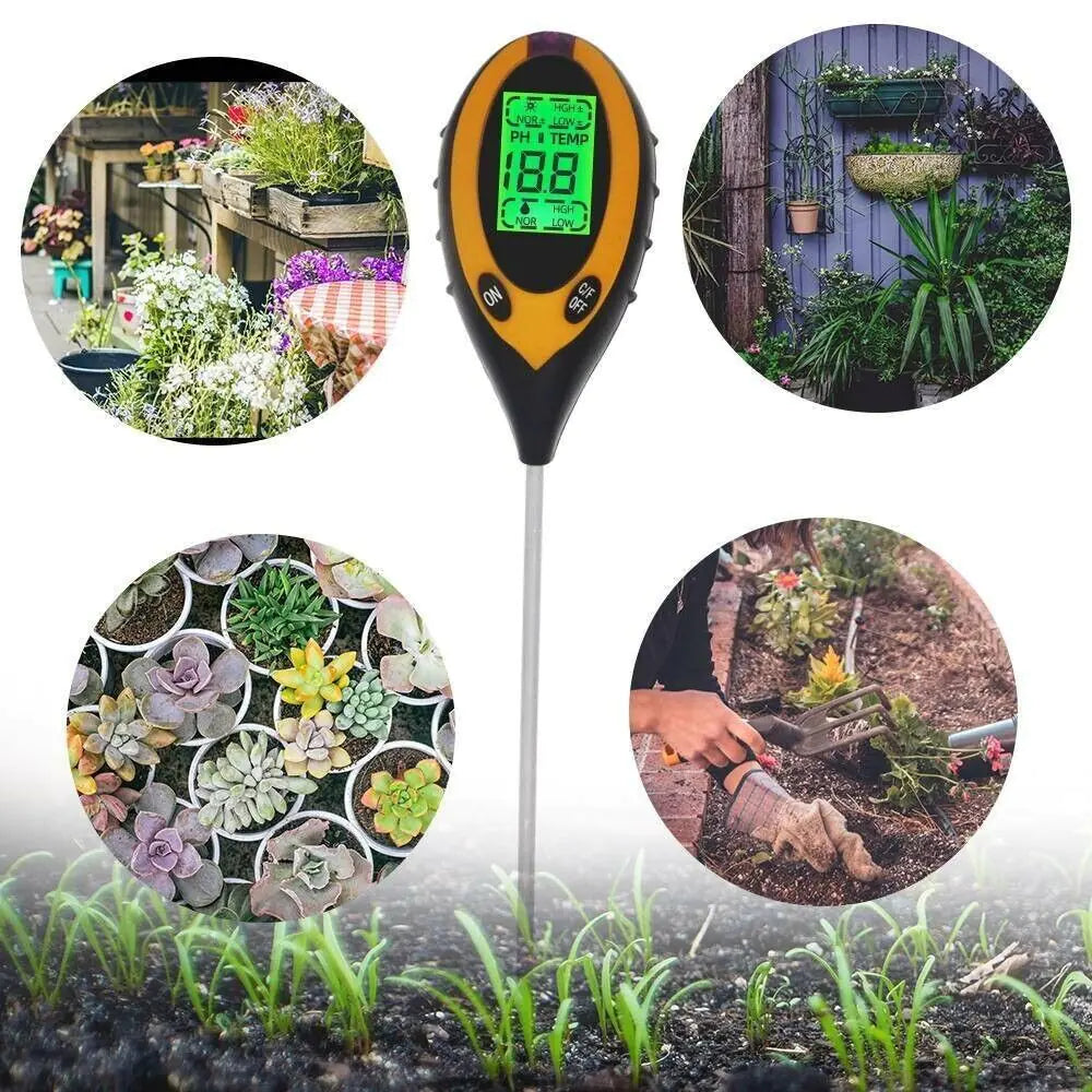 4 In 1 LCD Digital Soil Tester PH Water Moisture Temperature Sunlight Plant Test by Anti Spier