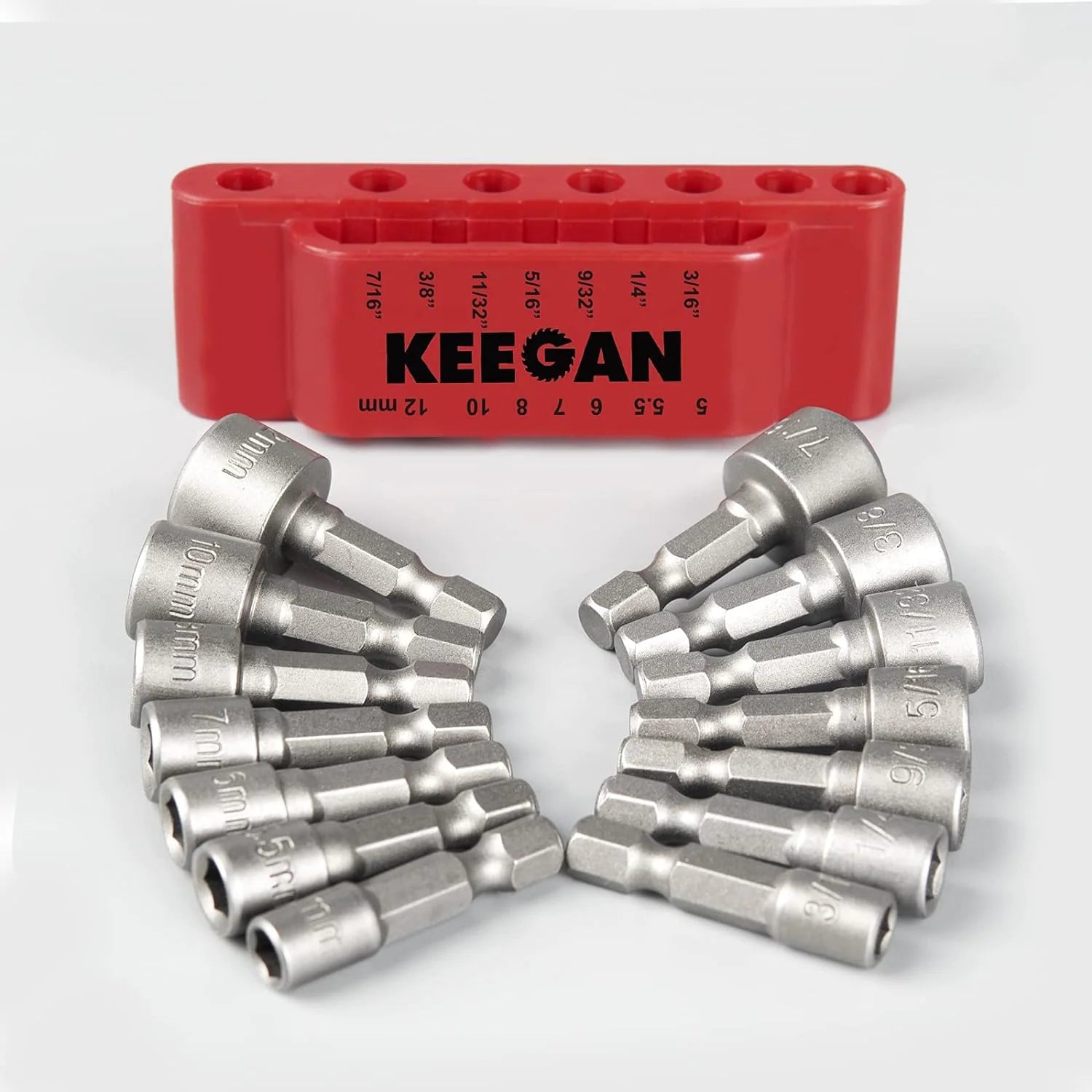 14 PCS Power Nut Driver Bit Set Quick Change MM & SAE Impact 1/4" Hex Shank USA by Anti Spier