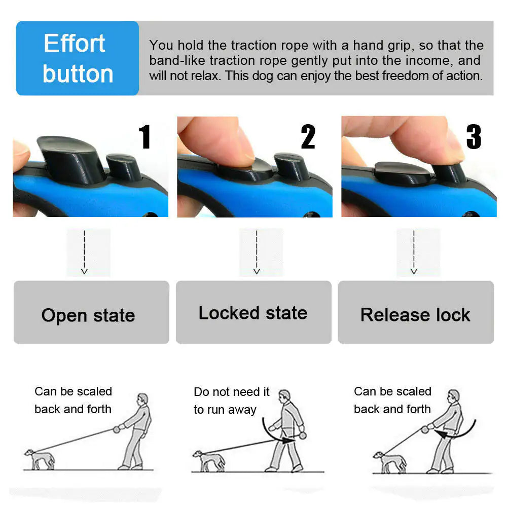 16.5FT Automatic Retractable Dog Leash Pet Collar Automatic Walking Lead Free US by Anti Spier