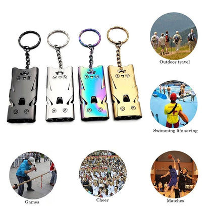 1Pcs Double Pipe Whistle Pendant Keychain High Decibel Portable Outdoor Survival Emergency Camping Tool Multifunction Whistle by Anti Spier