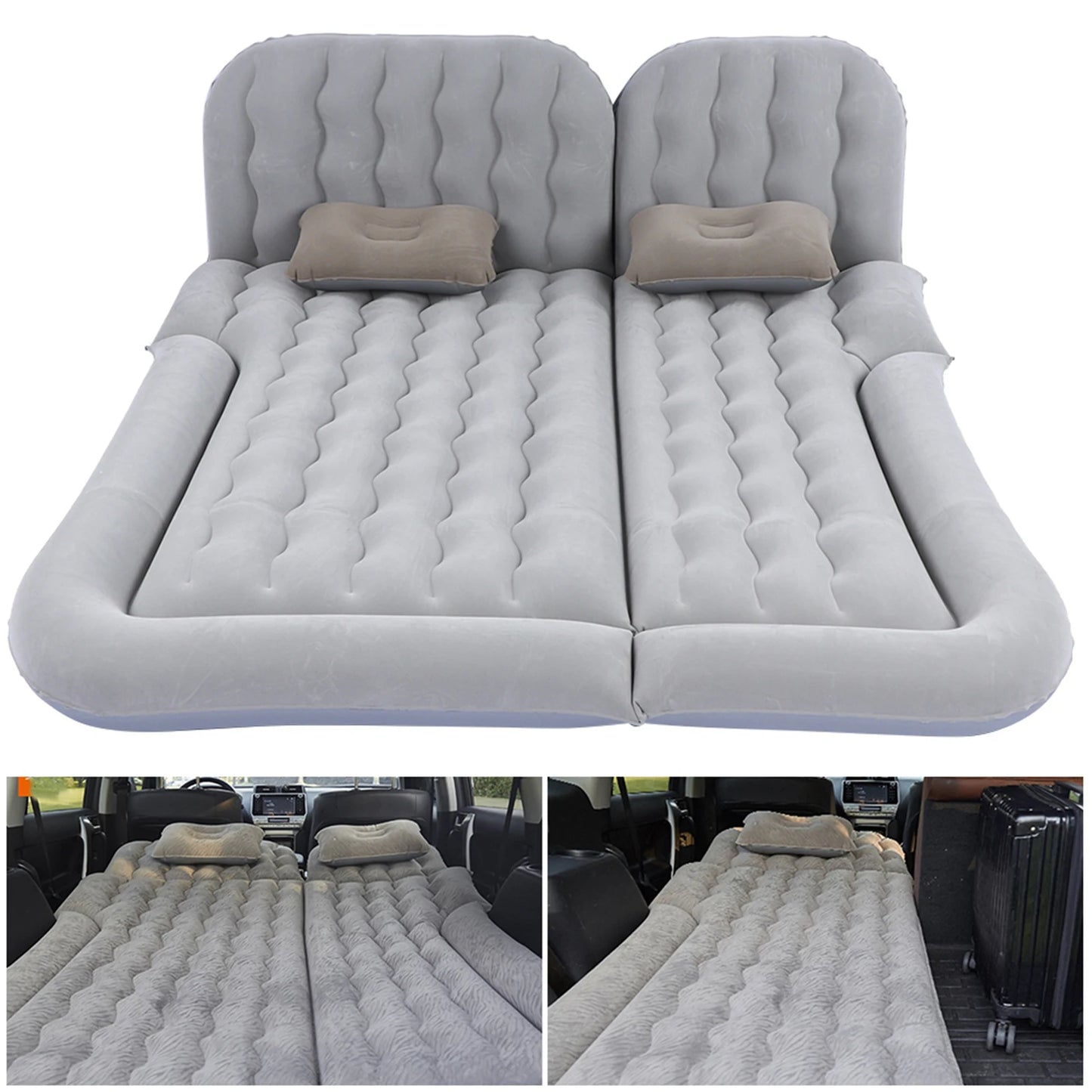 2‑In‑1 Multifunction Inflatable Travel Mattress PVC Flocking Soft Sleeping Rest Cushion for Car SUV by Anti Spier