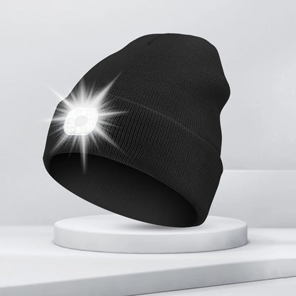 LED Beanie with The Light Unisex USB Rechargeable Headlamp Winter Knitted Cap Gifts For Men Dad Father USB Rechargeable Caps by Anti Spier