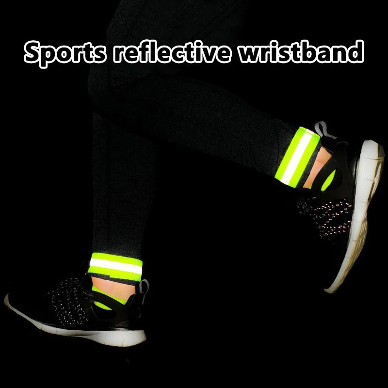 2Pcs Night Running Reflective Arm Bands For Wrist Ankle Leg LED Reflector Armband Night Cycling Safety Light Tape Led Strap by Anti Spier