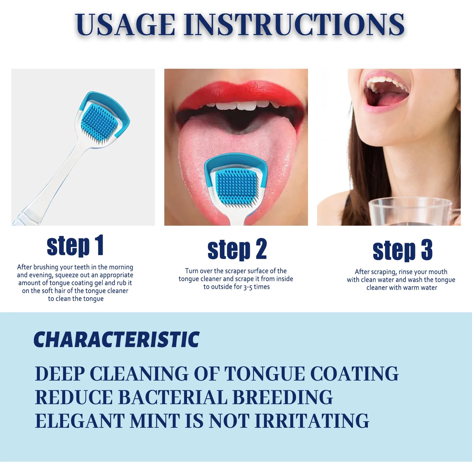 Tongue Cleansing Gel Tongue Coating Removal Kit Removing Thick White Tongue Coating,Balance Flora Freshing Breath Oral Care Tool by Anti Spier