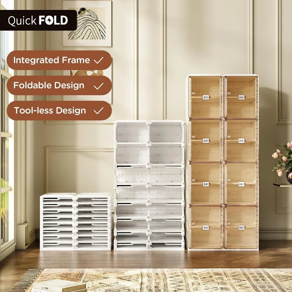 Shoe Cabinet Storage Box, Portable Folding Shoe Rack, Large Sports Shoes Cabinet Box Strong and Easy To Assemble 8-16 Grids by Anti Spier