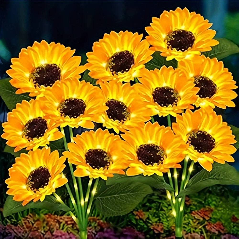 4Pack Solar Sunflower Lights Outdoor Flower Garden Stake Lights Waterproof Thanksgiving Decor for Grave Pathway Wedding Party by Anti Spier