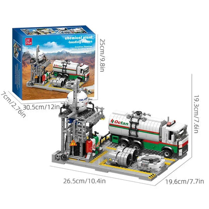 City Street View Building Blocks Natural Gas Storage Center Laboratory Transport Station 3 In 1 Assembly Model Bricks Kids Toys by Anti Spier