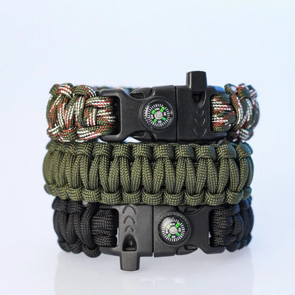 Multifunction Paracord Survival Bracelet Outdoor Travel Camping Hiking Emergency Braided Rope Chain with Whistle and Compass by Anti Spier