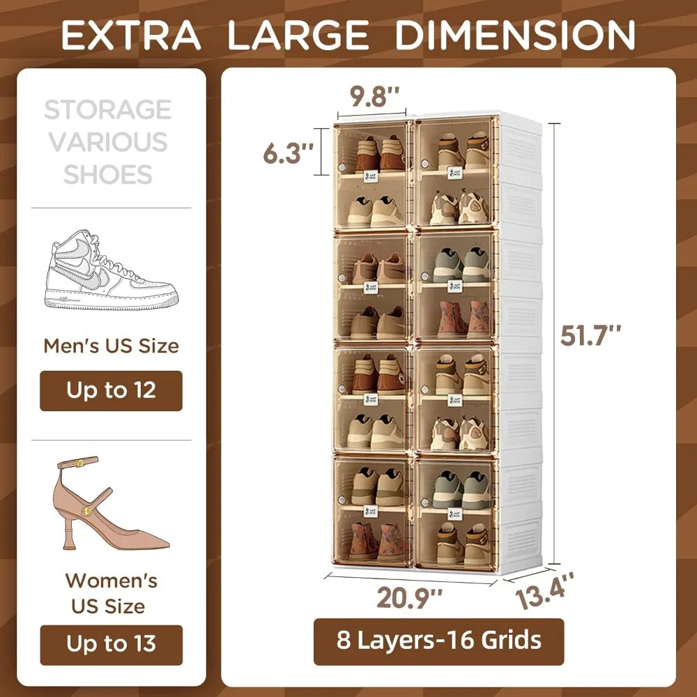 Shoe Cabinet Storage Box, Portable Folding Shoe Rack, Large Sports Shoes Cabinet Box Strong and Easy To Assemble 8-16 Grids by Anti Spier