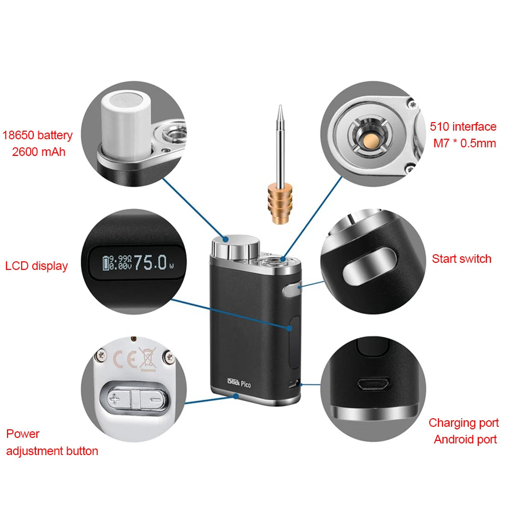 Rechargeable Soldering Iron Wireless Battery Soldering Iron With USB Charging 1w75w High Power With 3 Tips For Outdoor Soldering by Anti Spier