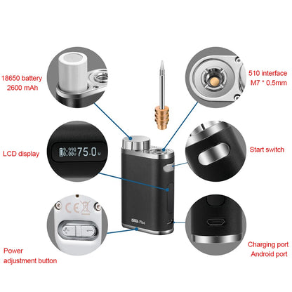 Rechargeable Soldering Iron Wireless Battery Soldering Iron With USB Charging 1w75w High Power With 3 Tips For Outdoor Soldering by Anti Spier