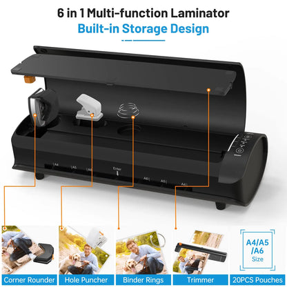 Laminator, Laminator Machine with Laminating Sheets & 60s Warm Up, 6 in 1 Hot & Cold A4 Laminating Machine, 9 Inch by Anti Spier