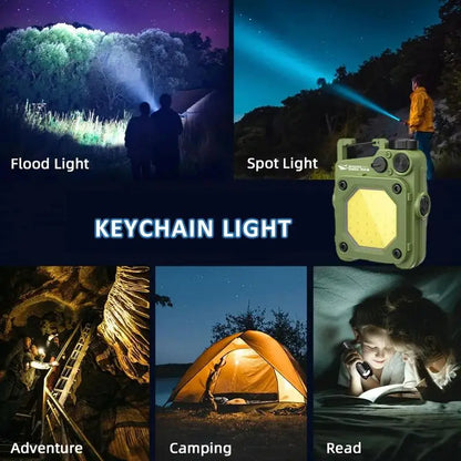 Mini LED Portable Keychain Flashlight Multifunction COB Work Light USB Rechargeable Strong Magnet Outdoor Camping Lantern by Anti Spier