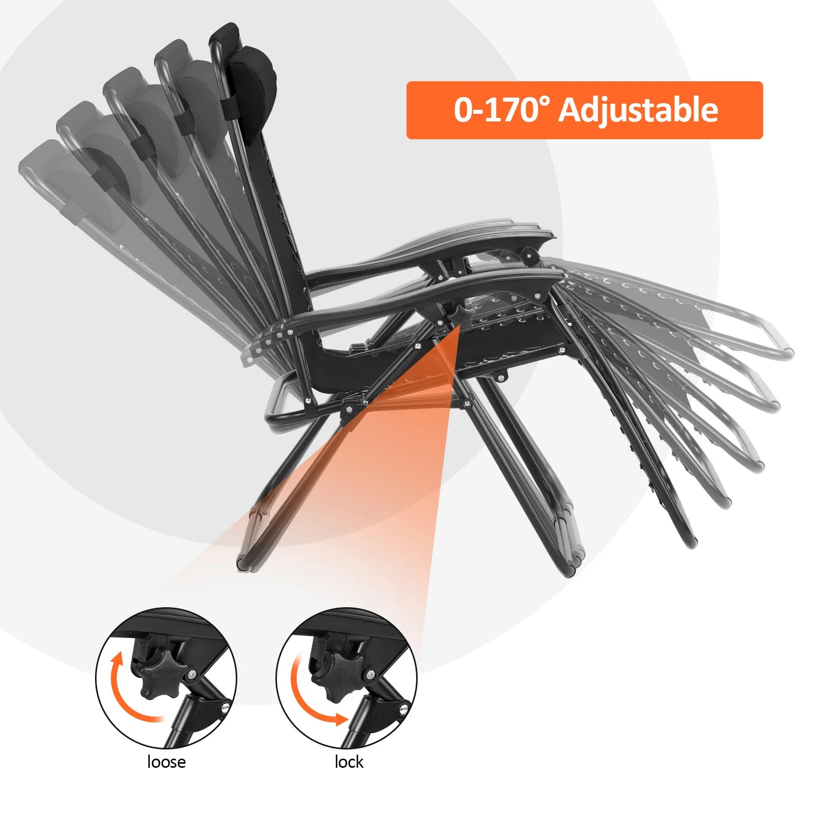 Zero Gravity Chair Patio Recliner Chair Folding Camping Chairs with Cup Holder Adjustable Headrest Reclining Lounge Chair by Anti Spier