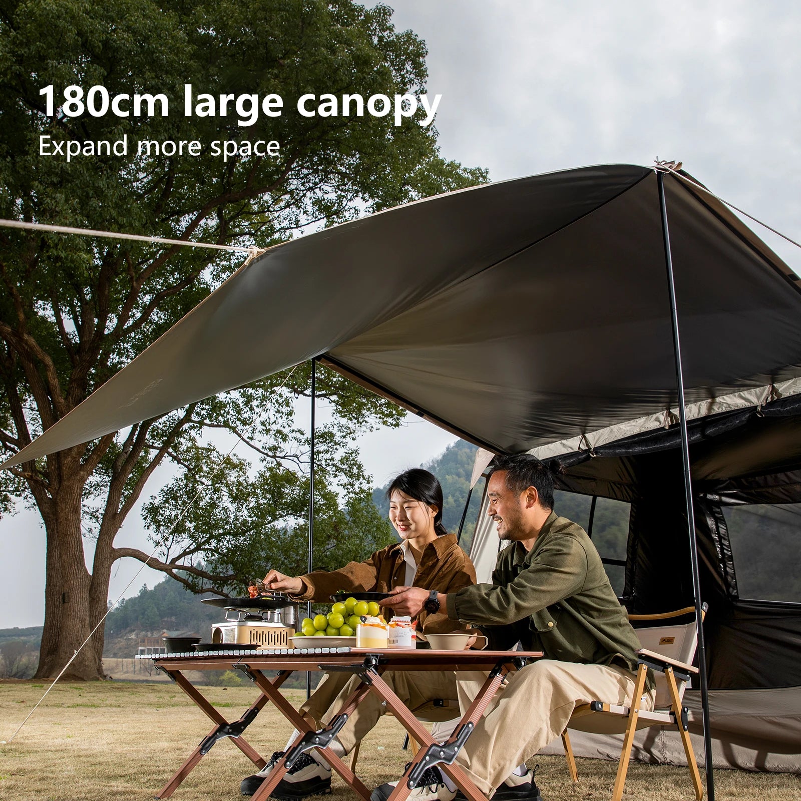 BISINNA One-touch Ridge Type Tent Titanium Glue 3-4 Person Outdoor Automatic Camping Family Tent by Anti Spier