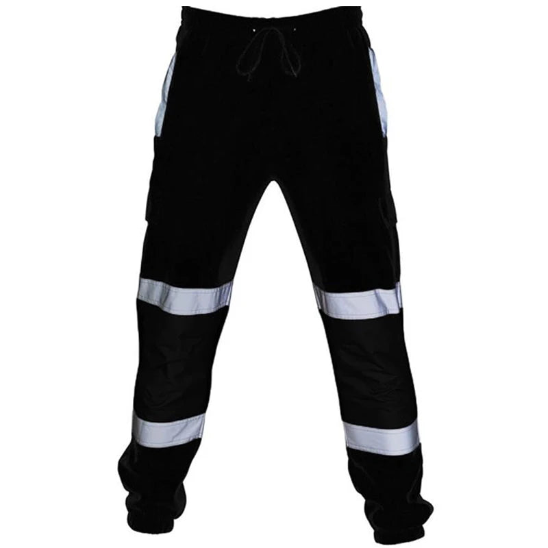 Mens Work Uniform Bottoms Safety Sweat Pants Striped Reflective Pants Loose Mens Jogging Trousers Joggers Patchwork Workwear by Anti Spier