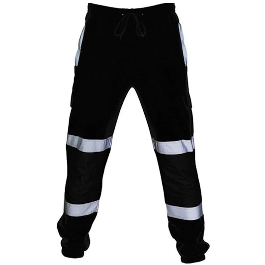Mens Work Uniform Bottoms Safety Sweat Pants Striped Reflective Pants Loose Mens Jogging Trousers Joggers Patchwork Workwear by Anti Spier