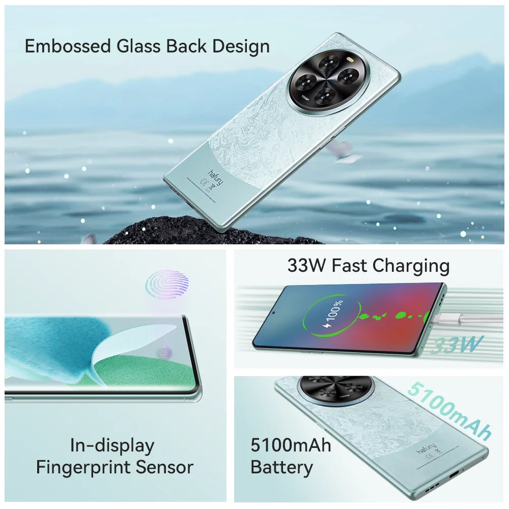 Cubot Hafury Meet, 6.67" 120Hz AMOLED Curved Screen, Smartphone Android, 24GB RAM(12GB+12GB),256GB ROM,Helio G99,Octa-core,100MP by Anti Spier