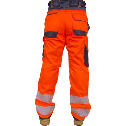 Reflective Stripe Pants Multi Pockets Cotton Construction Work Pants for Men Ouddoor Road Workwear Trousers Safety Cargo Pants by Anti Spier