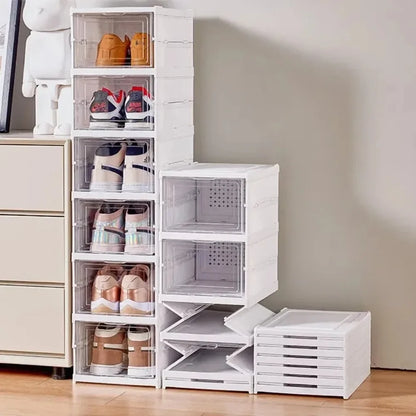 Foldable Shoe Rack Organizer 6 Layers Transparent Tackie Box Collapsible Home Sneaker Storage Stackable Shoes Cabinet For Closet by Anti Spier