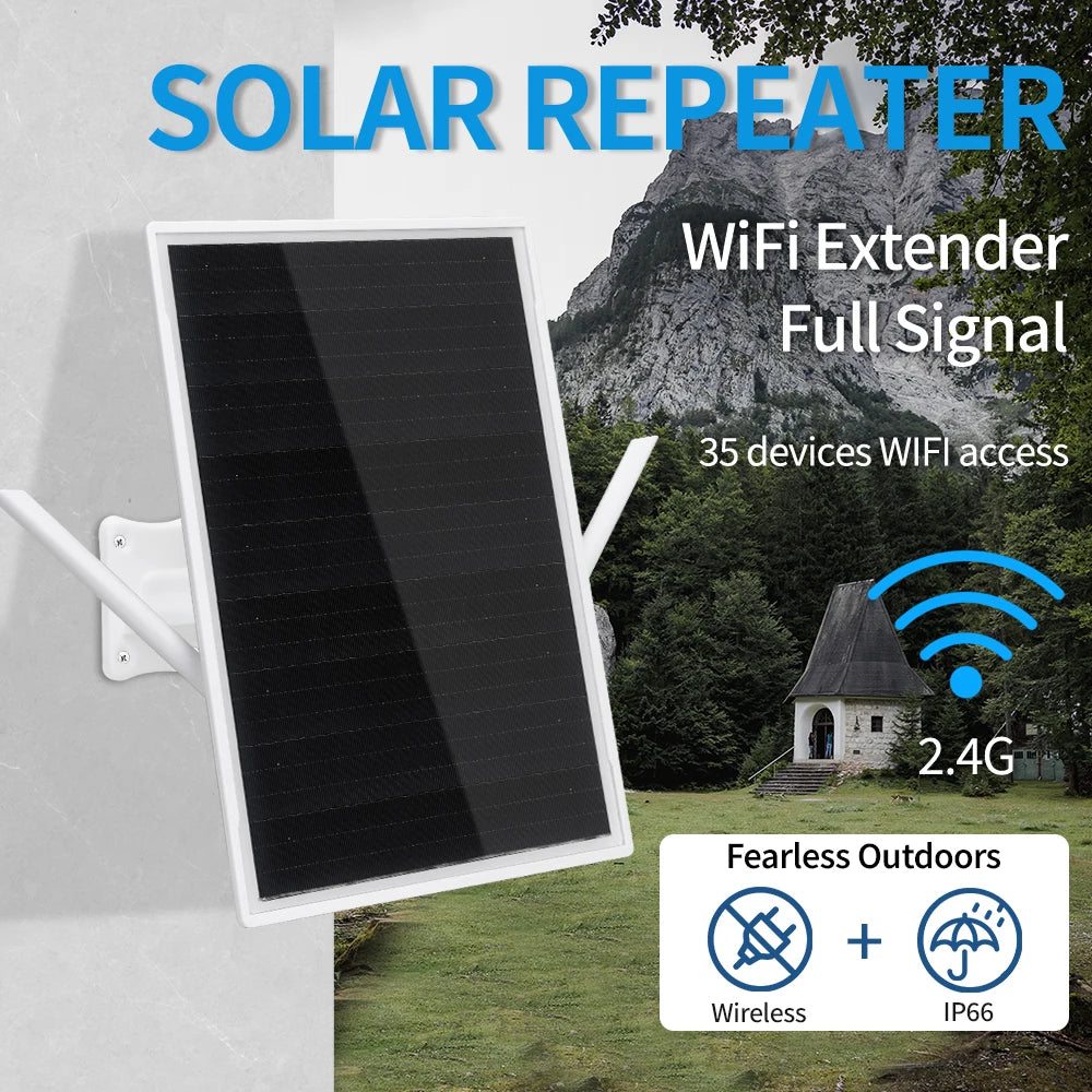 Solar Wireless WiFi Repeater 300Mpbs Dual Band 2.4GHz Built-in Solar Battery Support 35 Devices WiFi Extenders Signal Booster by Anti Spier