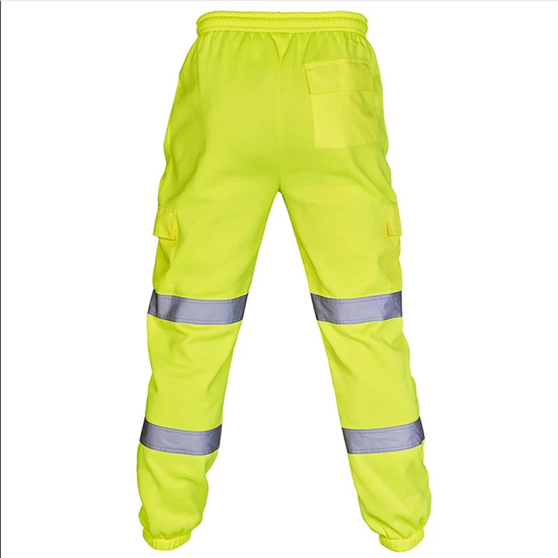 Mens Work Uniform Bottoms Safety Sweat Pants Striped Reflective Pants Loose Mens Jogging Trousers Joggers Patchwork Workwear by Anti Spier