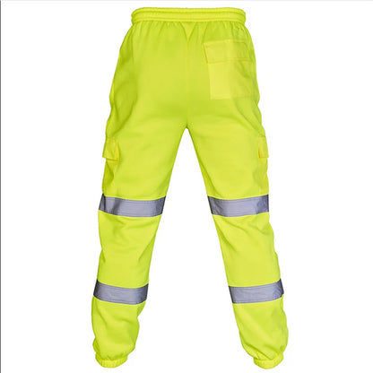 Mens Work Uniform Bottoms Safety Sweat Pants Striped Reflective Pants Loose Mens Jogging Trousers Joggers Patchwork Workwear by Anti Spier