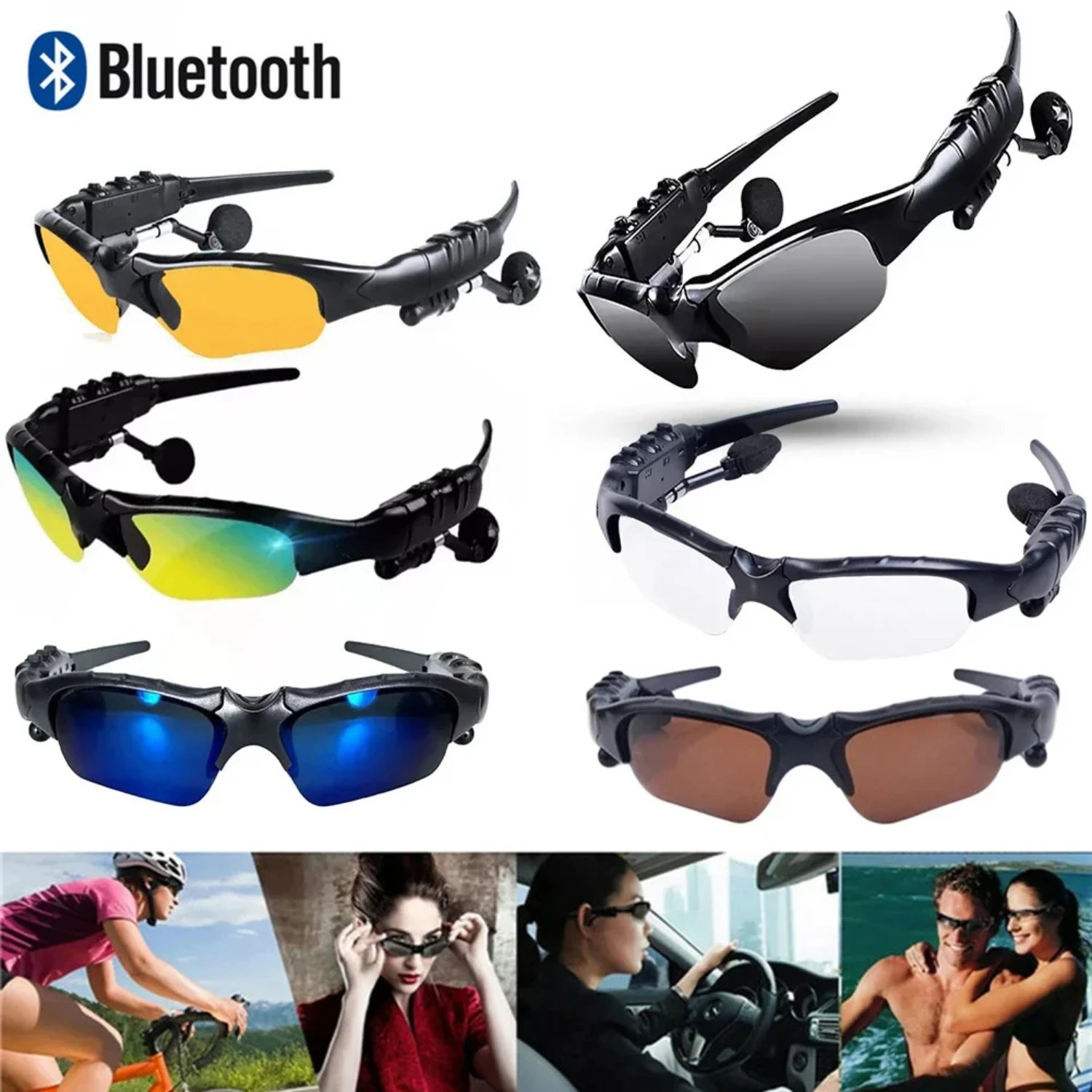 New Smart Bluetooth 5.0 Audio Polarized Sun Glasses Surround Sound Headphones Listen To Music Call Cycling Sunglasses Men Women by Anti Spier