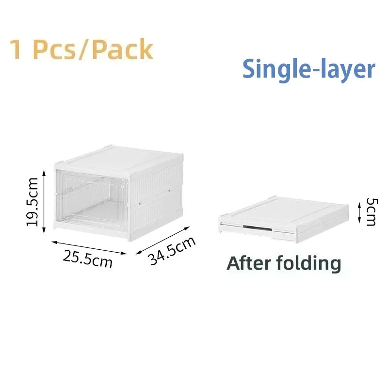 Foldable Shoe Rack Organizer 6 Layers Transparent Tackie Box Collapsible Home Sneaker Storage Stackable Shoes Cabinet For Closet by Anti Spier