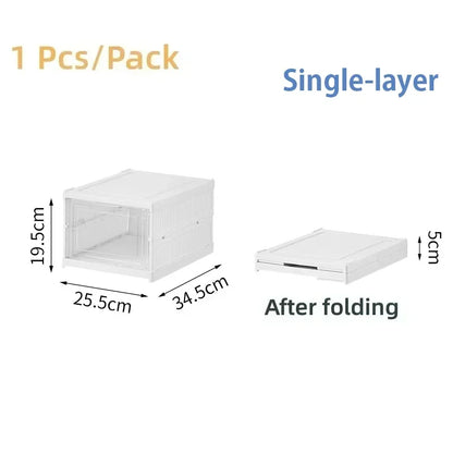 Foldable Shoe Rack Organizer 6 Layers Transparent Tackie Box Collapsible Home Sneaker Storage Stackable Shoes Cabinet For Closet by Anti Spier