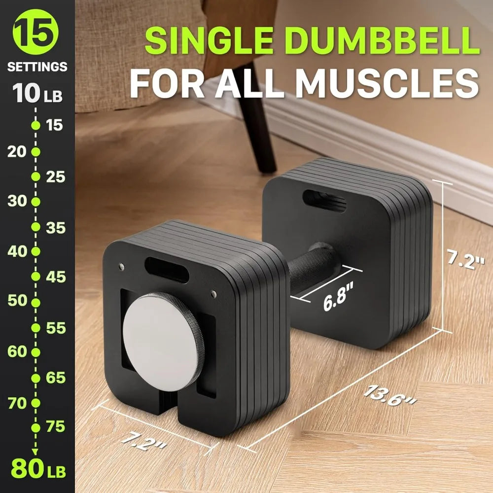Adjustable Dumbbell Set, 10-80lb, 5lb Increments, Quick-Lock Square Weight Dumbbells for Home Gym Fitness (80lb×2) by Anti Spier
