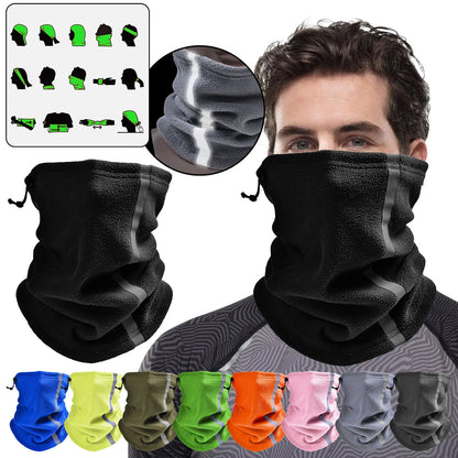 Winter Cycling Motorcycle Bandana Thermal Fleece Warm Buff Neck Scarf Face Cover Reflective Neck Tube Facemask Multi-Functional by Anti Spier