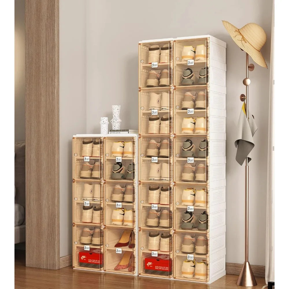 Shoe Cabinet Storage Box, Portable Folding Shoe Rack, Large Sports Shoes Cabinet Box Strong and Easy To Assemble 8-16 Grids by Anti Spier