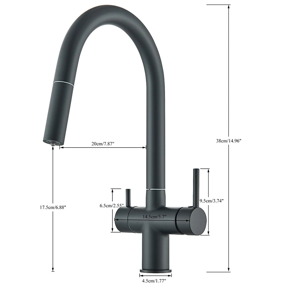 Filtered Kitchen Sink Faucet With Retractable Sprayer Brass Water Filter Tap Drinking Water Tap Vessel Sink Mixer For Kitchen by Anti Spier