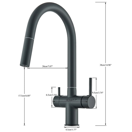 Filtered Kitchen Sink Faucet With Retractable Sprayer Brass Water Filter Tap Drinking Water Tap Vessel Sink Mixer For Kitchen by Anti Spier