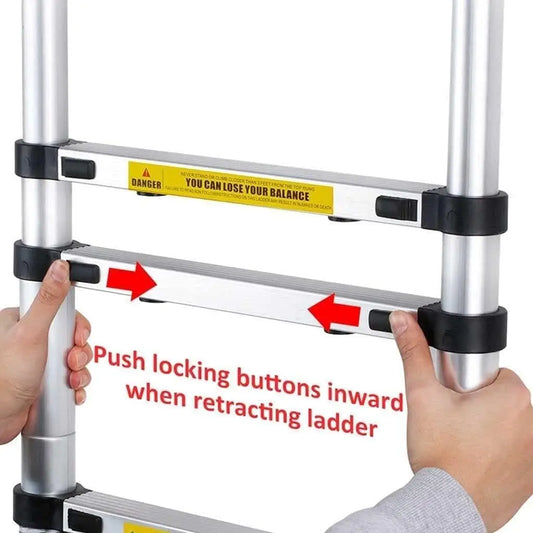 DayPlus 5M Telescopic Ladder with hooks,16.5FT Multi-Purpose Folding Aluminium Foldable Ladder Extension Loft Ladder,330lb EN131 by Anti Spier