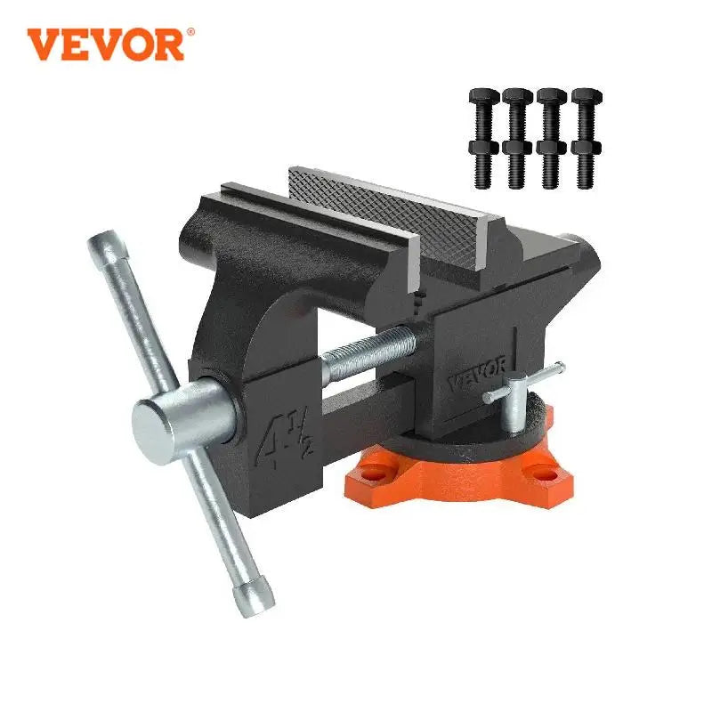 VEVOR Bench Vise 4.5" 6" 6.5" Multipurpose with Swivel Base & Anvil Heavy Duty Cast Iron for Drilling, Conduit Cutting, Sanding by Anti Spier